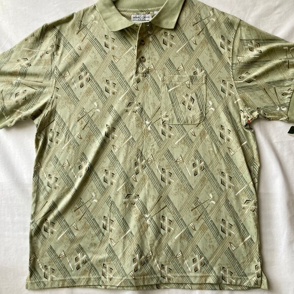 Michael Austin Golf Shirt Mens Size XL Vintage New All Over Print Clubs Flag NWT - Picture 3 of 13